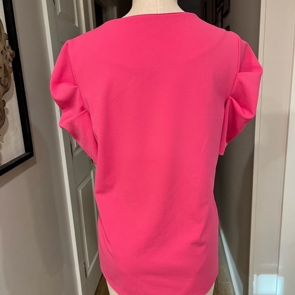 BANANA REPUBLIC puffed shoulders short sleeve bright pink blouse - Picture 11 of 13